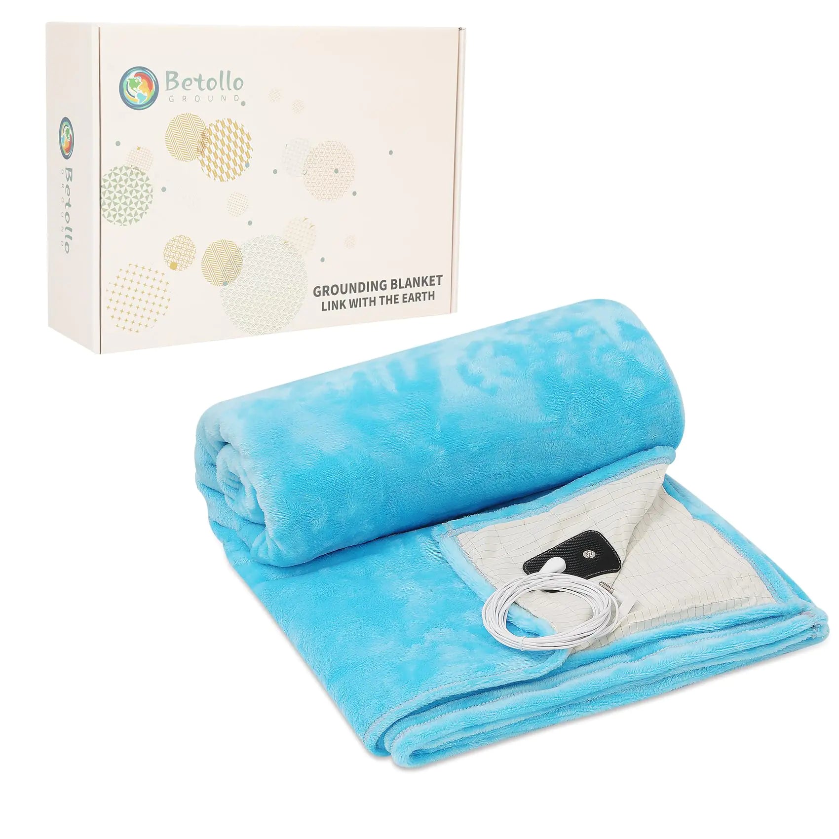 Grounding Blanket for Pain Relief Improved Sleep Flannel Grounding Rugs Bedding That Connects to The Earth. Summer and Autumn Conductive Silver Fibre. Includes Grounding Wire. (Blue 54x60inch)